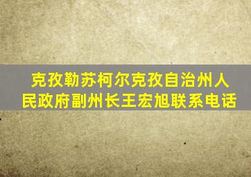 克孜勒苏柯尔克孜自治州人民政府副州长王宏旭联系电话