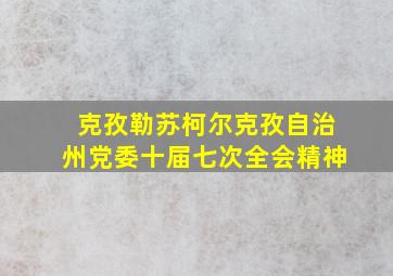 克孜勒苏柯尔克孜自治州党委十届七次全会精神