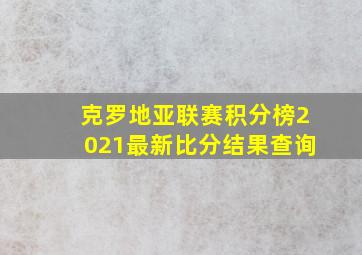 克罗地亚联赛积分榜2021最新比分结果查询