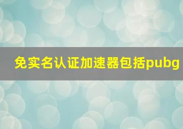 免实名认证加速器包括pubg