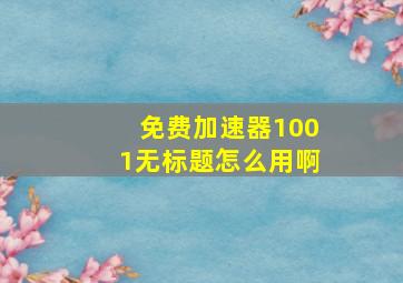 免费加速器1001无标题怎么用啊