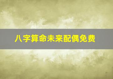 八字算命未来配偶免费