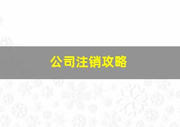 公司注销攻略