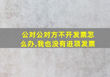 公对公对方不开发票怎么办,我也没有进项发票