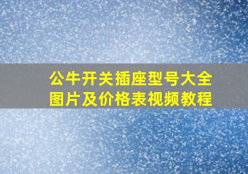 公牛开关插座型号大全图片及价格表视频教程