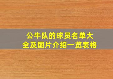 公牛队的球员名单大全及图片介绍一览表格