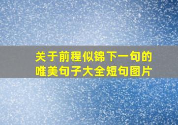 关于前程似锦下一句的唯美句子大全短句图片