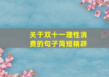 关于双十一理性消费的句子简短精辟