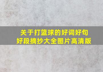 关于打篮球的好词好句好段摘抄大全图片高清版