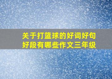 关于打篮球的好词好句好段有哪些作文三年级