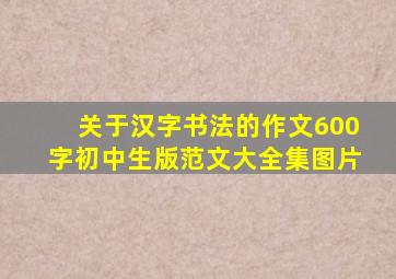 关于汉字书法的作文600字初中生版范文大全集图片