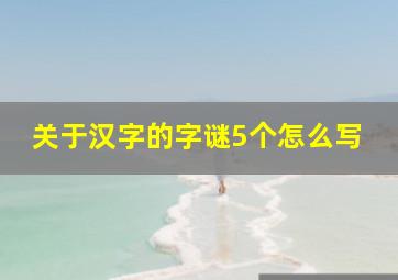 关于汉字的字谜5个怎么写