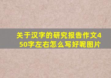 关于汉字的研究报告作文450字左右怎么写好呢图片