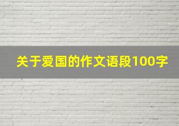 关于爱国的作文语段100字