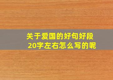 关于爱国的好句好段20字左右怎么写的呢