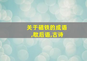 关于磁铁的成语,歇后语,古诗