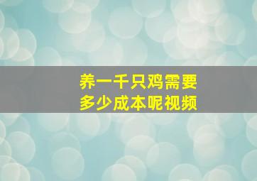 养一千只鸡需要多少成本呢视频