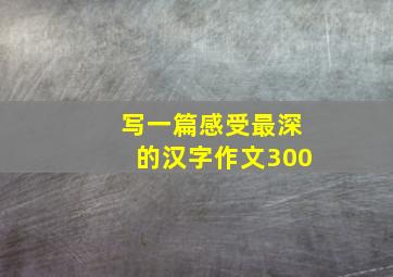 写一篇感受最深的汉字作文300