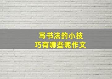 写书法的小技巧有哪些呢作文