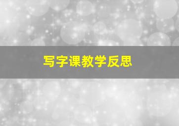 写字课教学反思