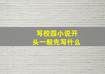 写校园小说开头一般先写什么