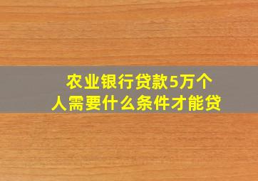 农业银行贷款5万个人需要什么条件才能贷