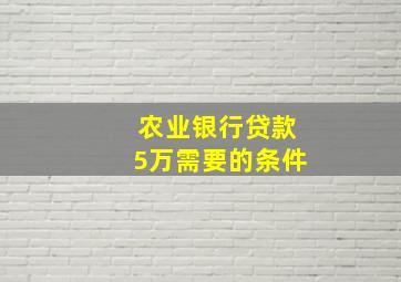 农业银行贷款5万需要的条件