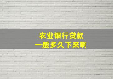 农业银行贷款一般多久下来啊