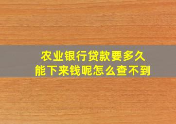 农业银行贷款要多久能下来钱呢怎么查不到