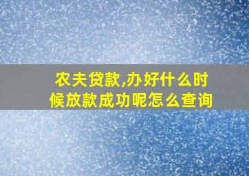 农夫贷款,办好什么时候放款成功呢怎么查询