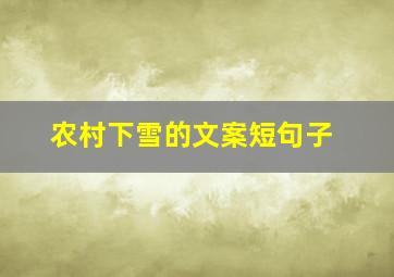 农村下雪的文案短句子