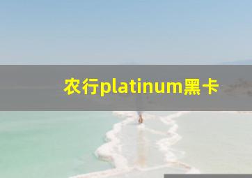 农行platinum黑卡