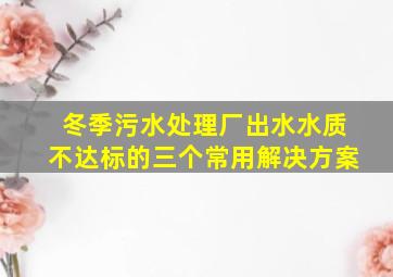 冬季污水处理厂出水水质不达标的三个常用解决方案