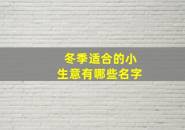 冬季适合的小生意有哪些名字