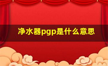 净水器pgp是什么意思