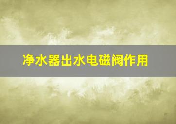 净水器出水电磁阀作用