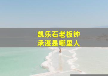 凯乐石老板钟承湛是哪里人