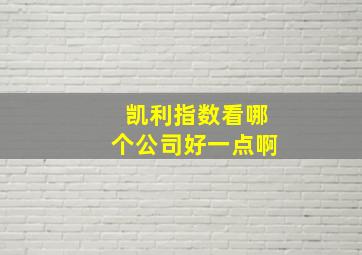 凯利指数看哪个公司好一点啊