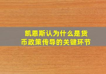 凯恩斯认为什么是货币政策传导的关键环节