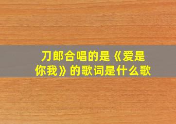 刀郎合唱的是《爱是你我》的歌词是什么歌