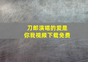 刀郎演唱的爱是你我视频下载免费