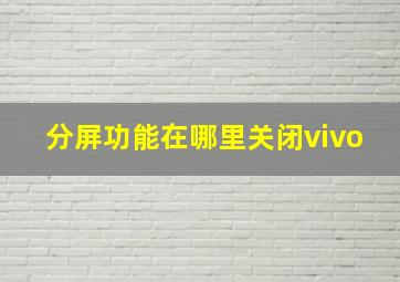 分屏功能在哪里关闭vivo