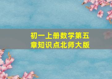 初一上册数学第五章知识点北师大版