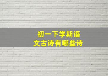 初一下学期语文古诗有哪些诗