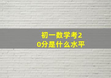 初一数学考20分是什么水平