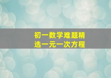 初一数学难题精选一元一次方程