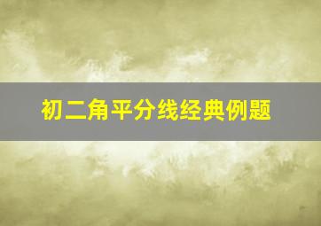 初二角平分线经典例题