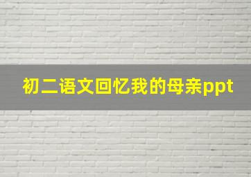 初二语文回忆我的母亲ppt