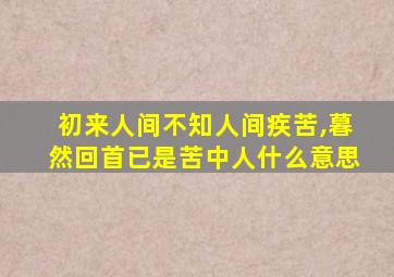 初来人间不知人间疾苦,暮然回首已是苦中人什么意思