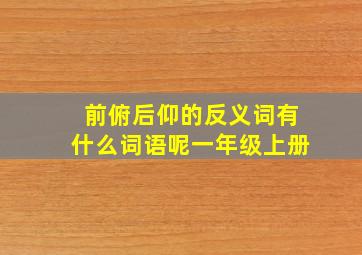 前俯后仰的反义词有什么词语呢一年级上册